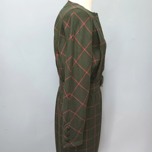 VTG Valentino Boutique! Wool knit houndstooth midi w structured shoulders. Sz 10 - Picture 6 of 16